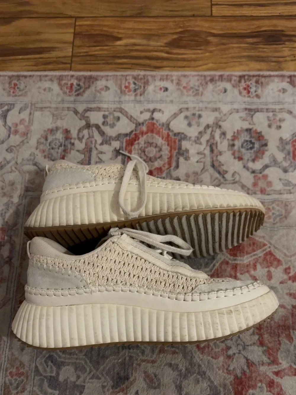 Dolce Vita Cream Woven Platform Sneakers